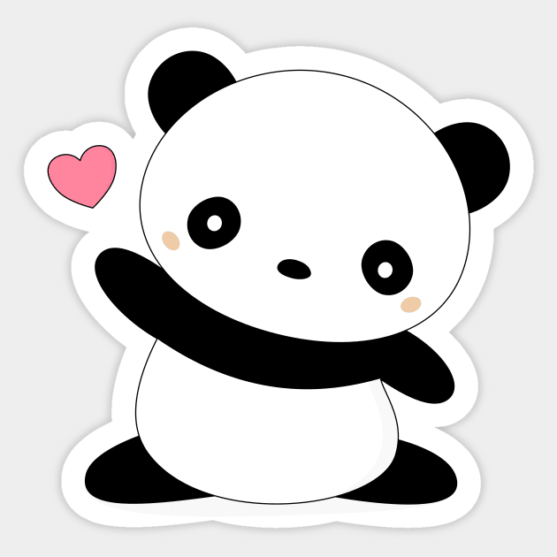 Kawaii Cute Panda Bear T-Shirt Sticker by happinessinatee